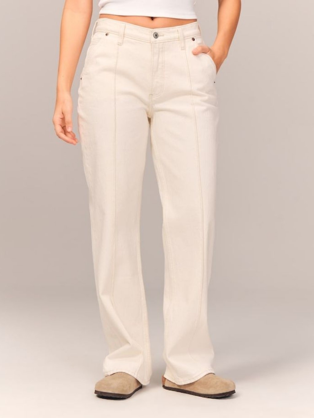 Abercrombie & Fitch Baggy Mid Rise Straight Leg Jeans White Size 29 Short 90s